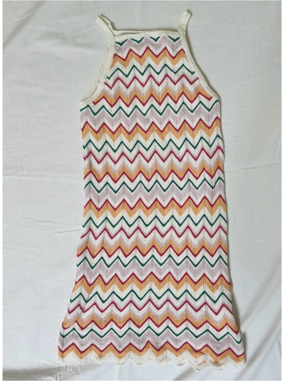 H&M Chevron Knit Tank Dress - Pink, Mustard, Green, Cream